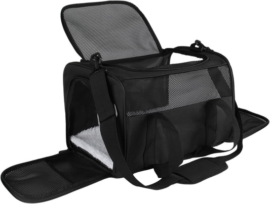 Carriers Soft-Sided Pet Carrier for Cats Dogs under 15 Lbs,Tsa Airline Approved with 4 Ventilated Windows(Medium,Black)