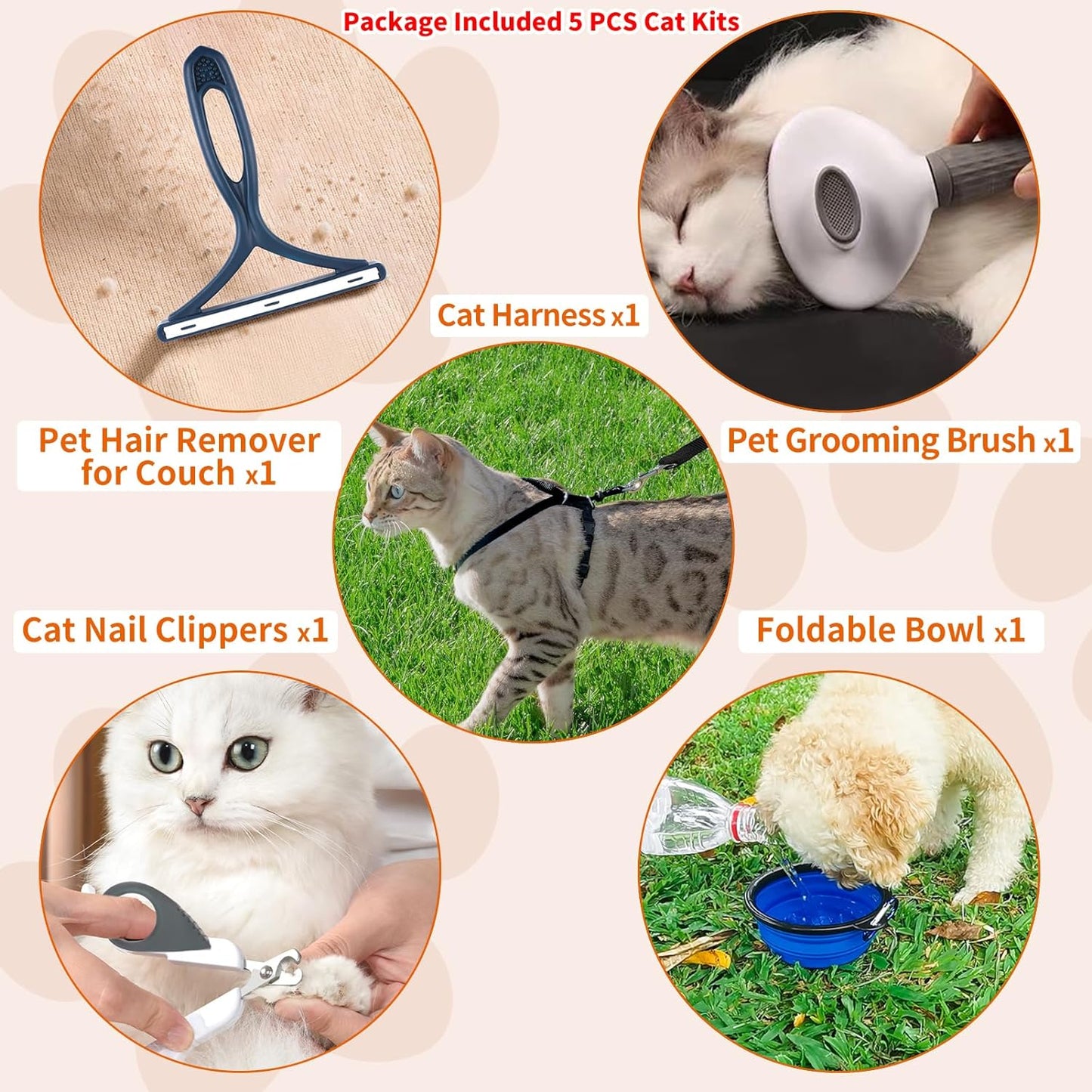 Pet Carrier Bag Airline Approved for Cats and Dogs up to 20Lbs, with Soft Travel Bag, Harness, Nail Clipper, Brush, Foldable Bowl