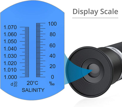 AUTOUTLET Salinity Refractometer Saltwater Aquarium for Seawater, Pool, Tank, Marine, Fishkeeping, 0-100PPT & 1.000-1.070 Salinity Tester with ATC Function Salinity Hydrometer Kit