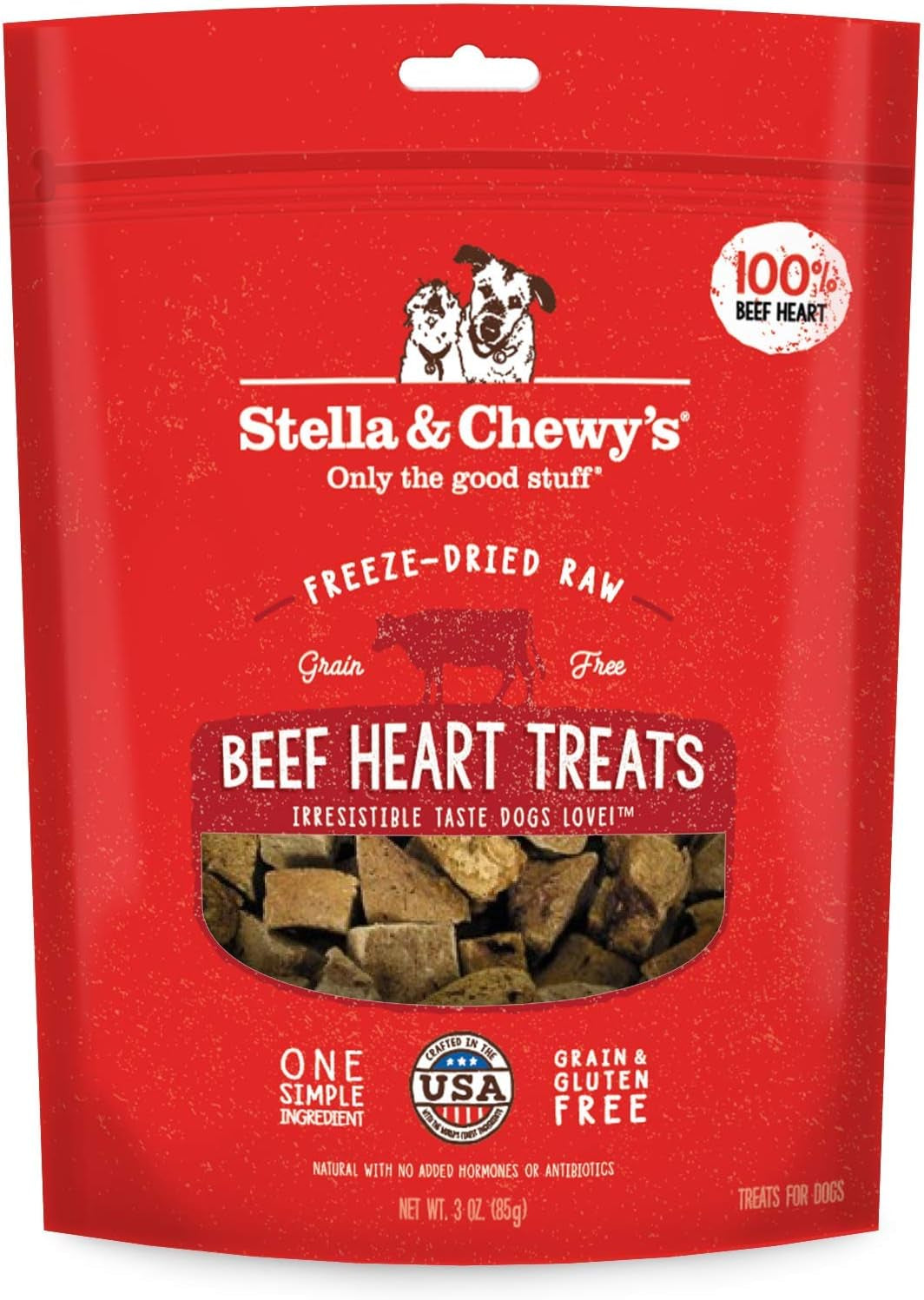 Stella & Chewy'S Freeze-Dried Raw Single Ingredient Chicken Hearts Dog Treats, 3 Oz. Bag