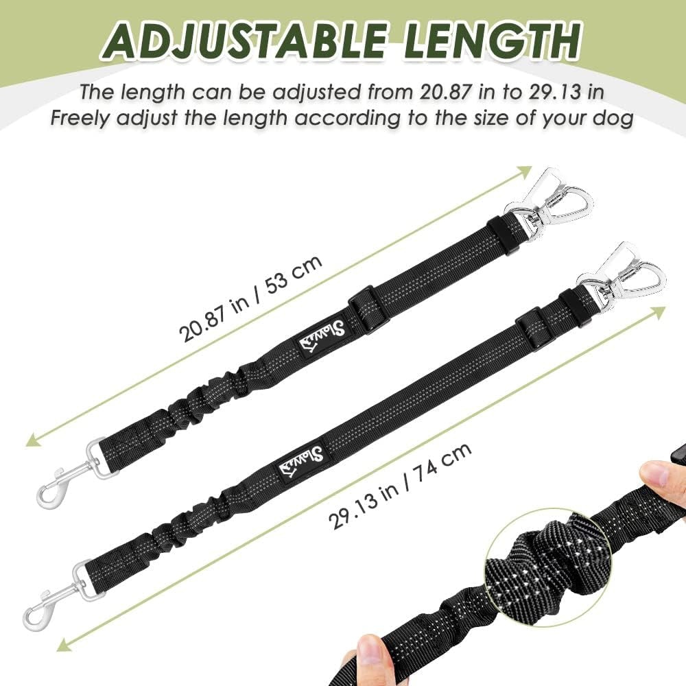 Slowton Dog Seat Belt Harness for Car, Dog Car Harness Adjustable Mesh Breathable & Dog Seatbelt Safety Tether with Elastic Bungee for Small Medium Large Pets(Green, Double Clip, XXXS)