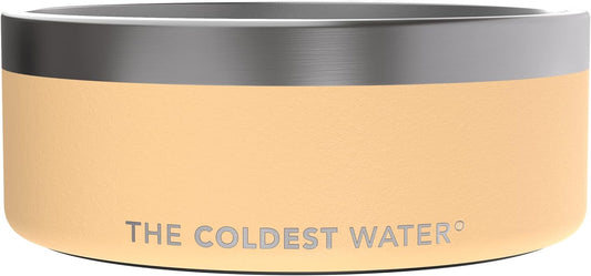 Coldest Dog Bowl - anti Rust Metal & Non Slip Dog Bowls Large, Spill Proof Heavy Duty 3 Layers Insulated Dog Bowl - Food and Water Bowl for Dogs, Cats & Pets, Dishwasher Safe (64 Oz, Sahara Peach)