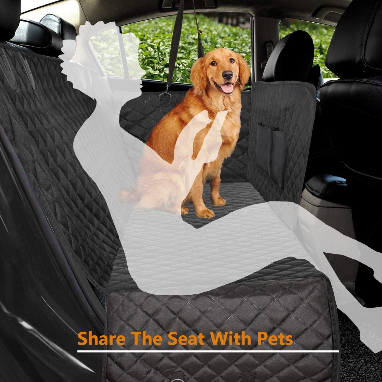 Vailge 100% Waterproof Convertible Dog Car Seat Covers,100% Waterproof Dog Seat Cover with Mesh Window, Heavy Duty Seat Cover for Dogs, Dog Car Hammock Pet Seat Cover for Cars Trucks Suvs,Black,Large