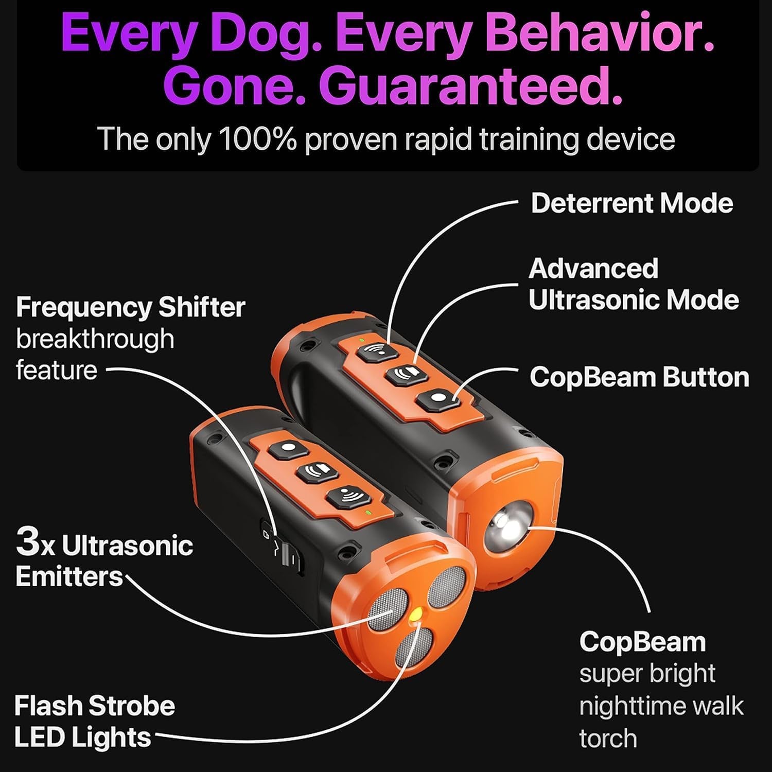 NPS Dog Bark Deterrent Devices W/ 3X Sonic Emitters 50Ft Range | Professional Dog Training Tool, anti Bark Device for Dogs |Best Behavior Aid - Barking Silencer Indoor & Outdoor, Rechargeable