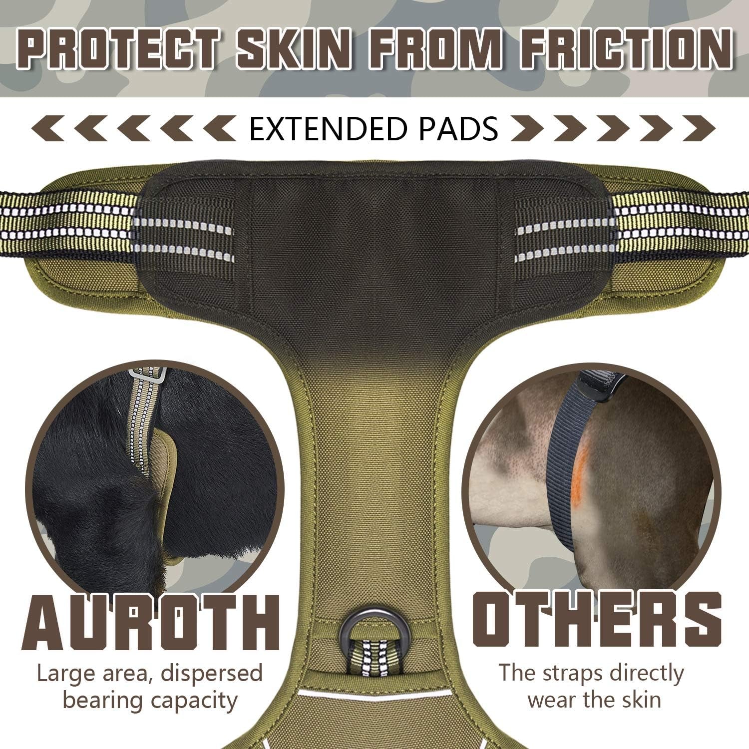 Auroth Tactical Dog Harness for Small Medium Large Dogs No Pull Adjustable Reflective K9 Working Training Easy Control Pet Vest Military Service Harnesses, Pink Camo