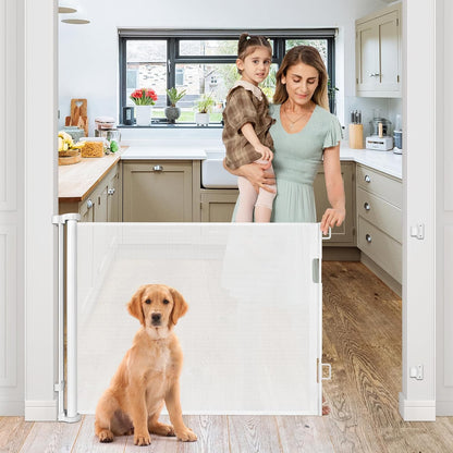 Retractable Baby Gates for Doorways 35” Tall X 55” Wide Retractable Baby Gate for Stairs Retractable Dog Gate Outdoor Baby Gates for Dogs Mesh Baby Gate Child Gate Mesh Gates for Kids Toddler Gate
