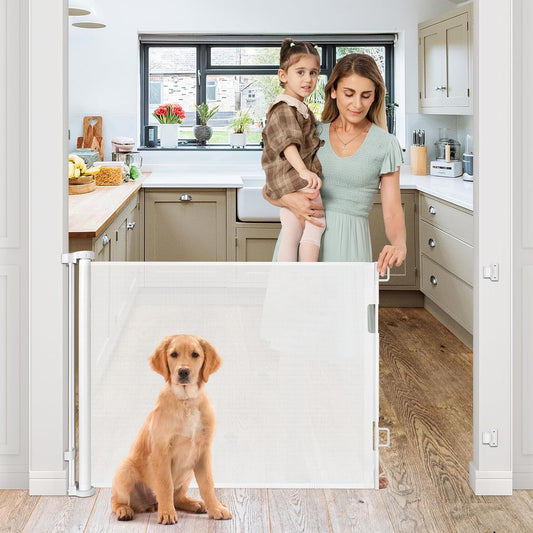 Retractable Baby Gates for Doorways 35” Tall X 55” Wide Retractable Baby Gate for Stairs Retractable Dog Gate Outdoor Baby Gates for Dogs Mesh Baby Gate Child Gate Mesh Gates for Kids Toddler Gate