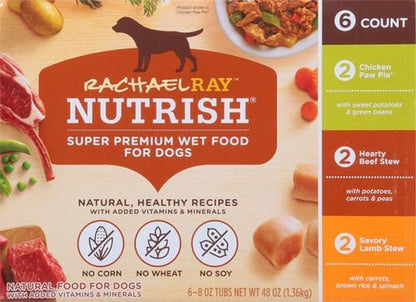 Rachael Ray Nutrish Premium Natural Wet Dog Food, Savory Favorites Variety Pack, 8 Ounce Tub (Pack of 6)