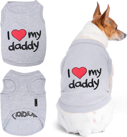 Parisian Pet Unisex Dog T-Shirt - Embroidered 'I Love My Daddy' Fathers Day Dog Tee Shirts - Breathable, Sleeveless Pet Clothes - Dog Shirts for Small Dogs - XXS