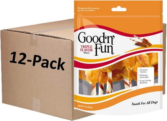 Good 'N' Fun Triple Flavor Wings, Made with Real Meat, Treats for All Dog Sizes