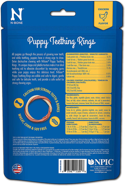 N-Bone Puppy Teething Rings Chicken Flavor Dog Treat, 6 rings per bag, 7.2-oz