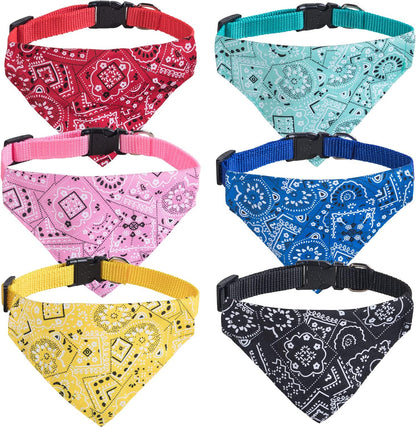 XIMA 6PCS Cat Bandana Collars with Removable Bow Tie for Cats Puppy Kittens Small Dogs Collars Adjustable Bandana