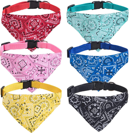 XIMA 6PCS Cat Bandana Collars with Removable Bow Tie for Cats Puppy Kittens Small Dogs Collars Adjustable Bandana