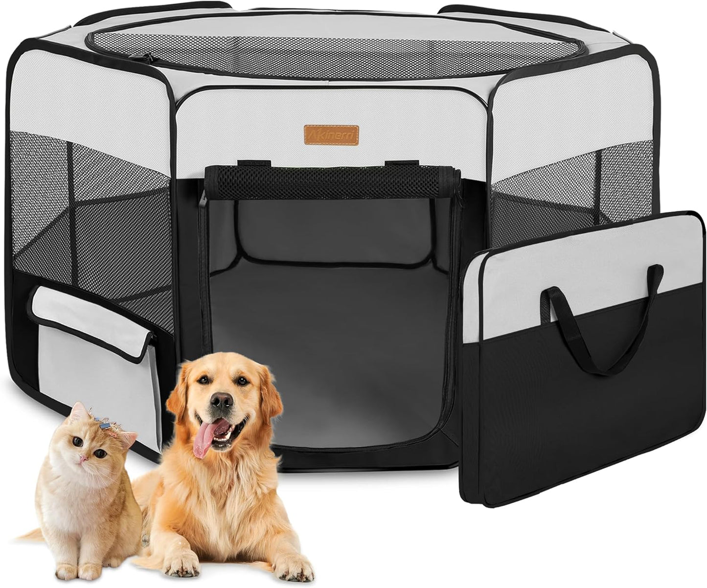 Dog Playpen, Portable Pet Play Pen for Cat, Puppies, Rabbits, Chickens, Foldable Large-Capacity Pet Tent for Indoor/Outdoor Travel Camping