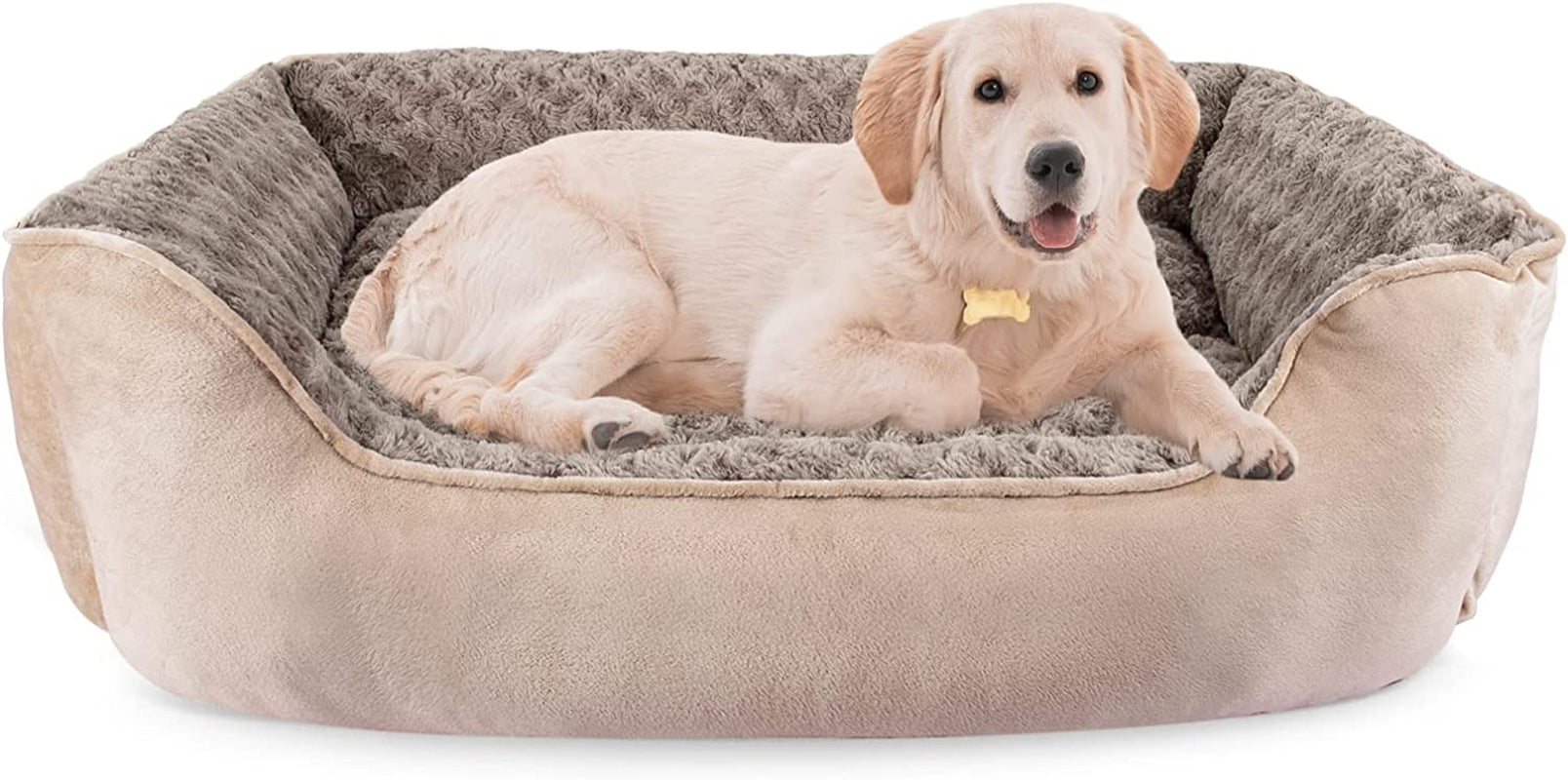 JOEJOY Rectangle Dog Bed for Large Medium Small Dogs Machine Washable Sleeping Sofa Non-Slip Bottom Breathable Soft Puppy Bed Durable Orthopedic Calming Pet Cuddler, Multiple Size, Beige