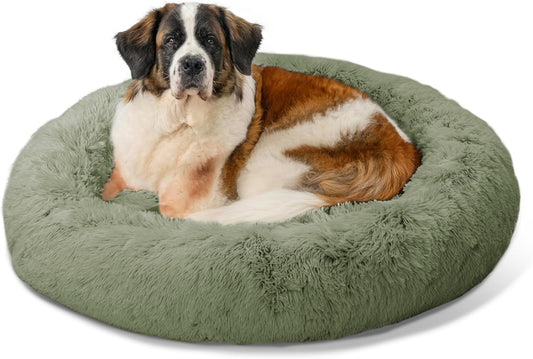 Best Friends by Sheri the Original Calming Donut Cat and Dog Bed in Shag Fur Sage, Extra Large 45"