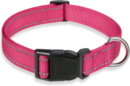Reflective Dog Collar with Buckle Adjustable Safety Nylon Collars for Small Medium Large Dogs, Blue S