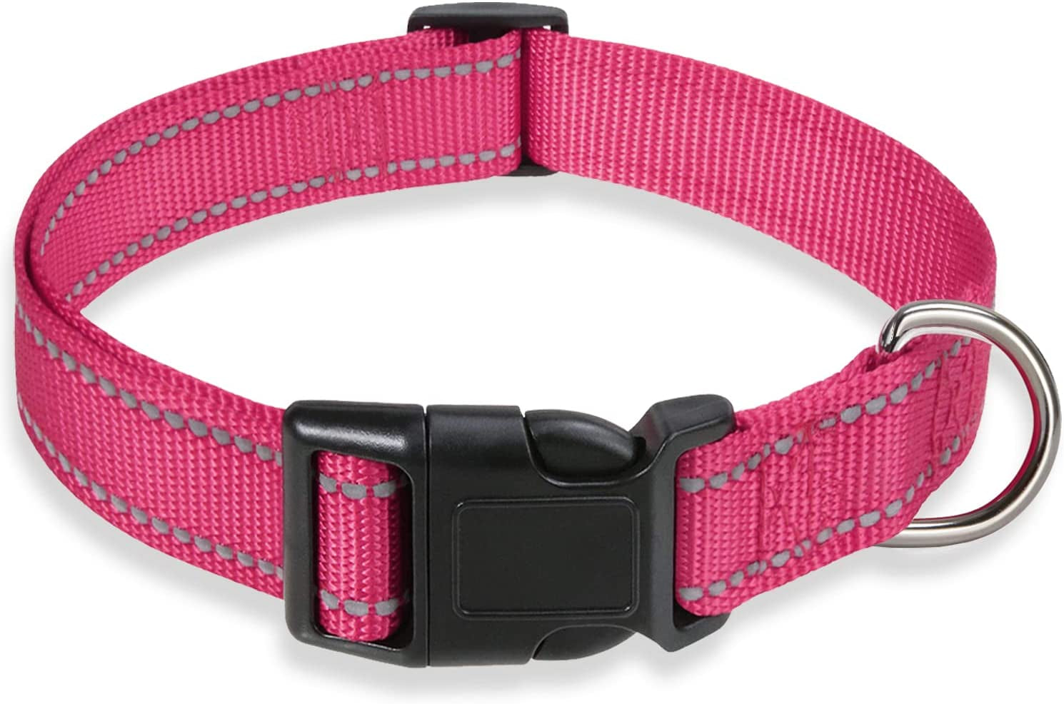 Reflective Dog Collar with Buckle Adjustable Safety Nylon Collars for Small Medium Large Dogs, Black M