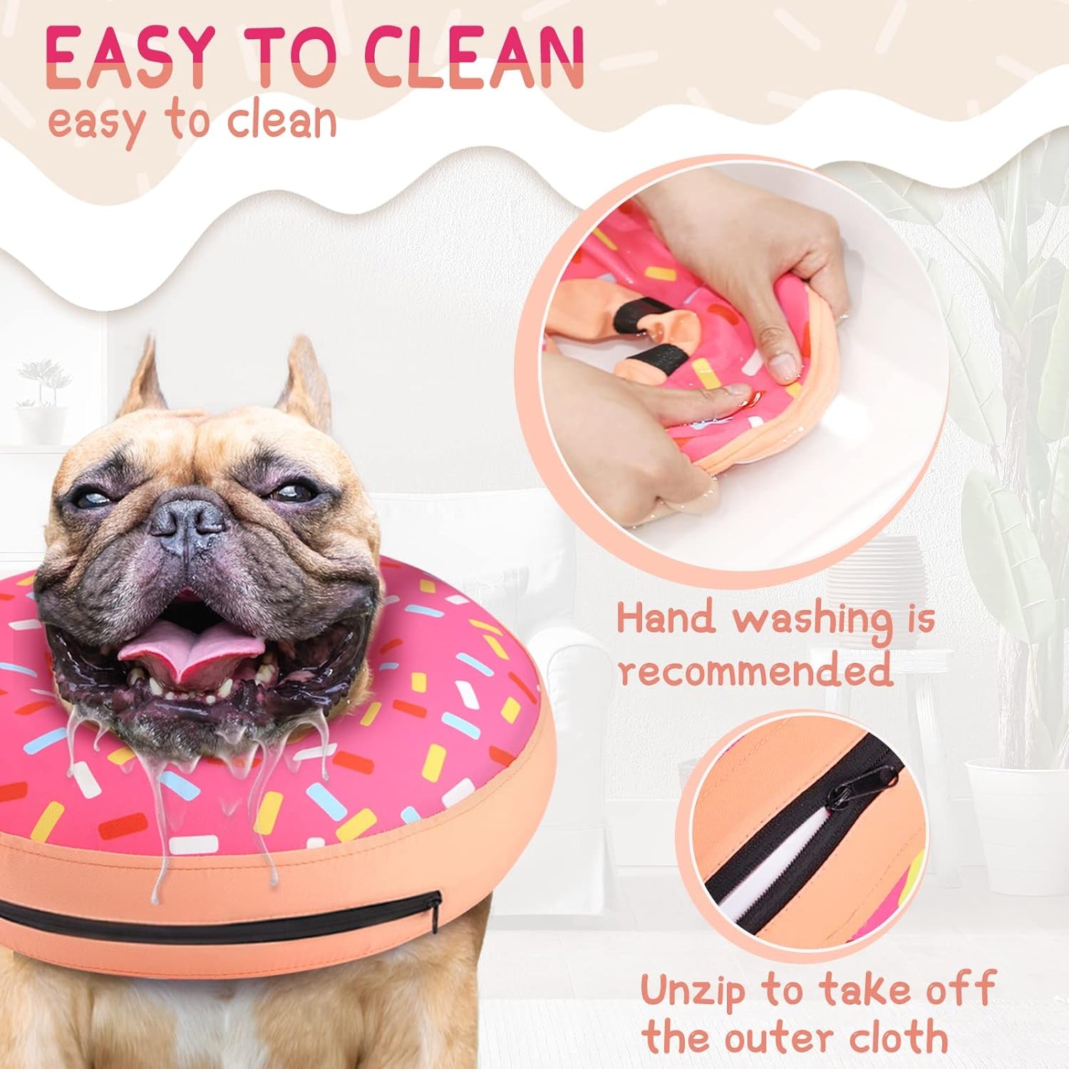 Supet Inflatable Dog Cone Collar for Medium Small Dogs, Soft Cone Collar for Dogs Cats, E Collar Dog Neck Donut Dog Puppy Doggie Cone Alternative after Surgery