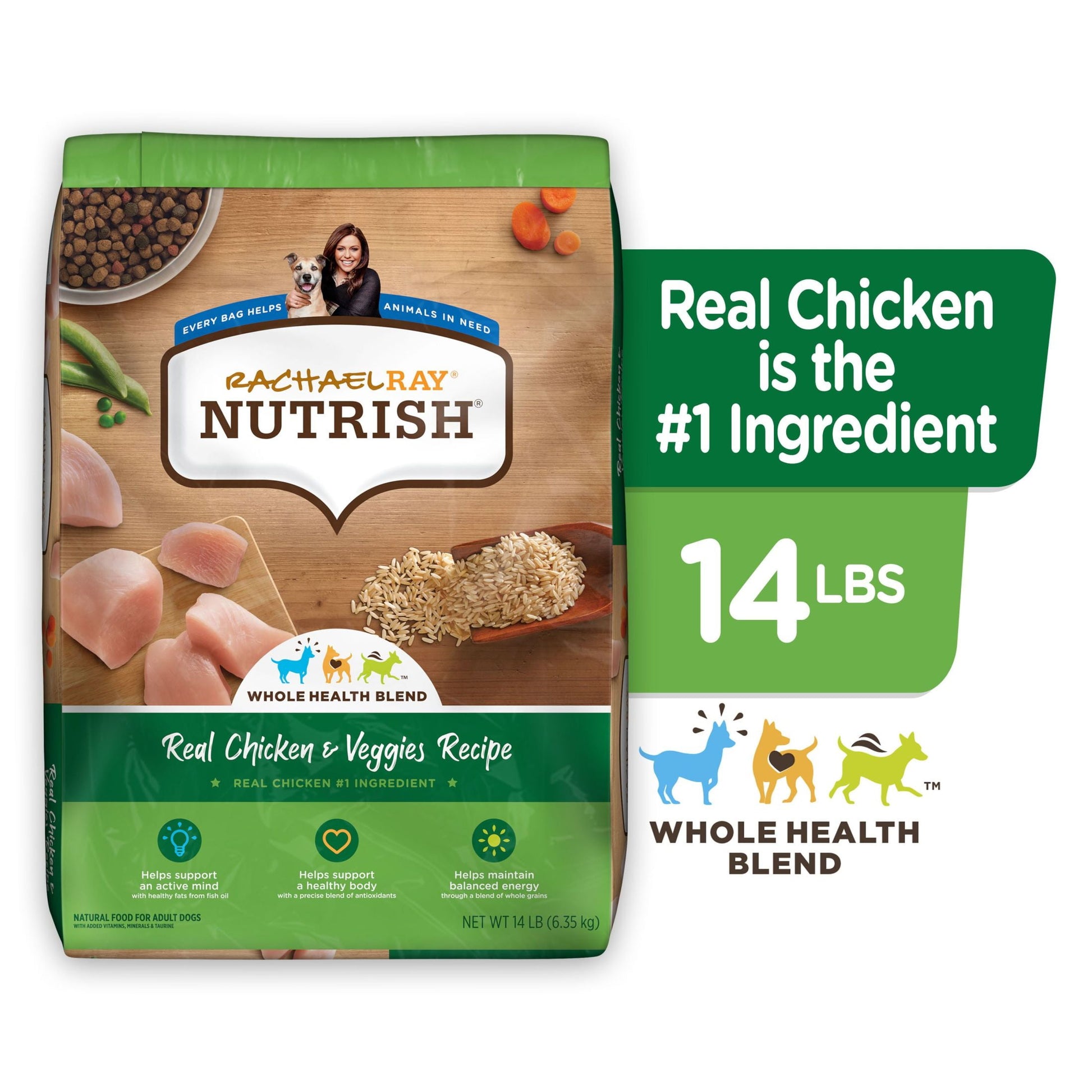 Rachael Ray Nutrish Real Chicken & Veggies Recipe Dry Dog Food, 14 Lb. Bag