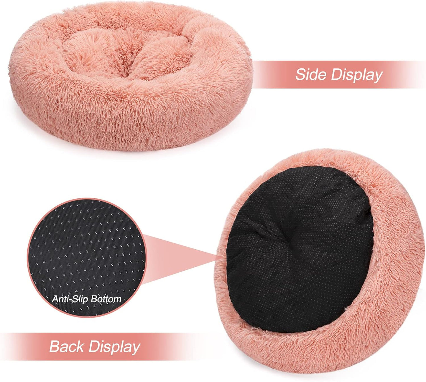 MIXJOY Orthopedic Dog Bed Comfortable Donut Cuddler Round Dog Bed Ultra Soft Washable Dog and Cat Cushion Bed (20''/23''/30'') (23'', Pink)