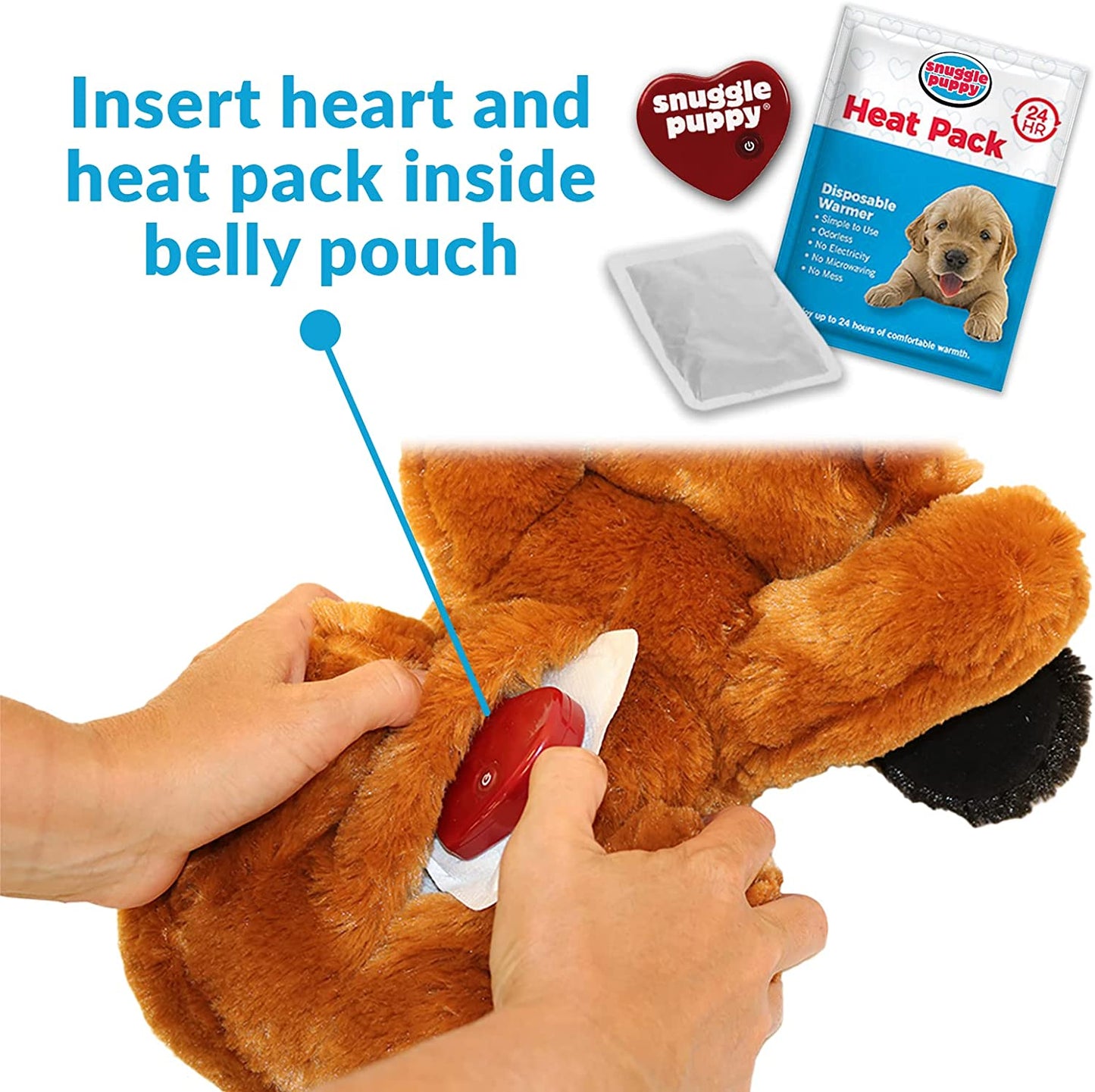 Smartpetlove Original Snuggle Puppy Heartbeat Stuffed Toy for Dogs. Pet Anxiety Relief and Calming Aid, Comfort Toy for Behavioral Training in Brown and White