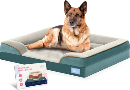 Orthopedic Sofa Dog Bed - Ultra Comfortable Dog Bed for Large Dogs - Breathable & Waterproof Pet Bed- Egg Foam Sofa Bed with Extra Head and Neck Support - (X-Large, Blue & White)