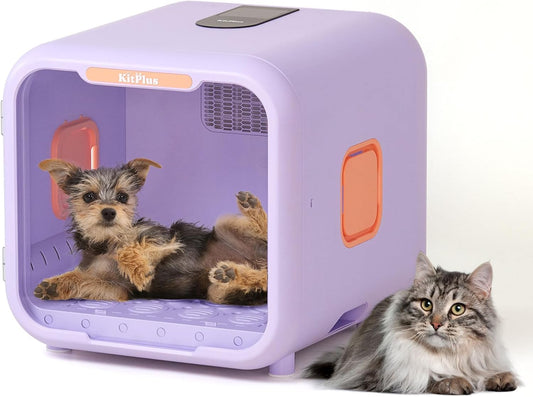 Automatic Pet Dryer Box: 71L Ultra Quiet Dog Cat Dryer Box with Smart Lock and Temperature Control - 360° Fast Drying Blower for Dog Hair Grooming with Ambient Lighting