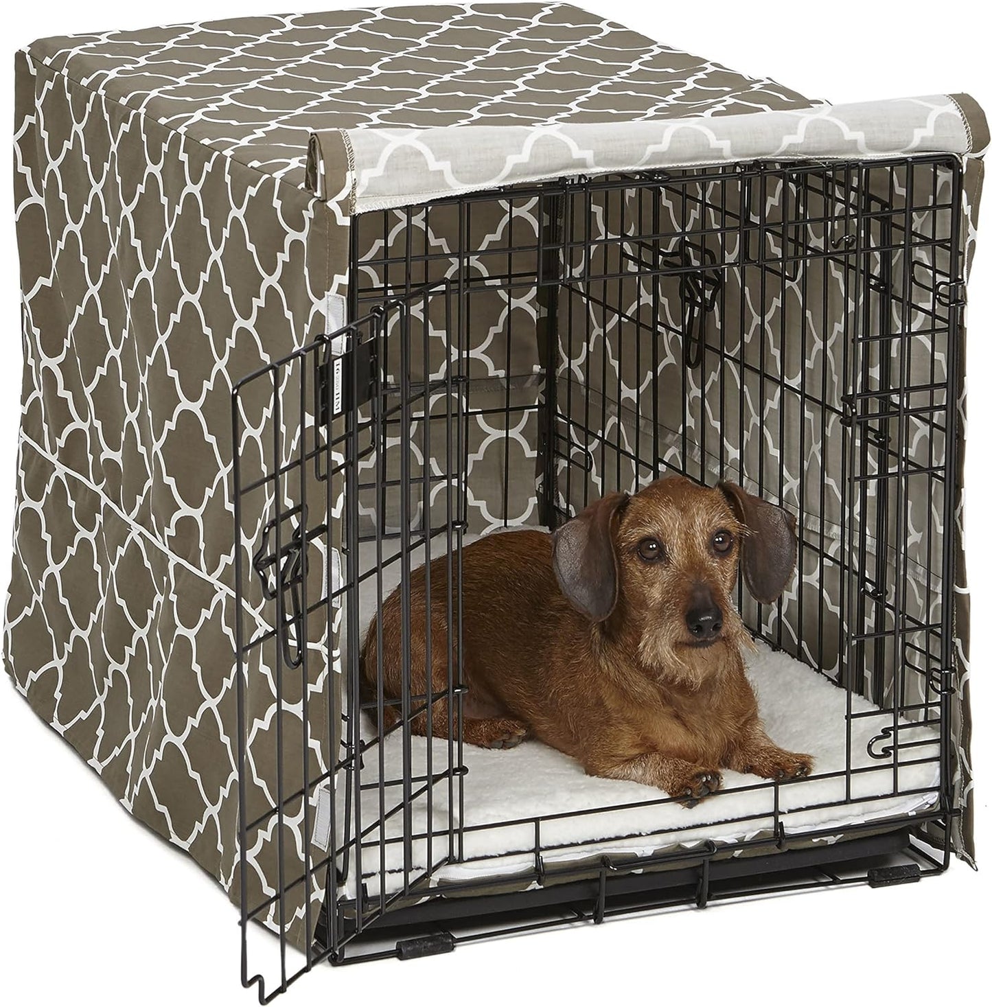 Midwest Homes for Pets Dog Crate Cover, Privacy Dog Crate Cover Fits Midwest Dog Crates, Crate Cover Only; Machine Wash & Dry; Brown Geo Print; 30 Inch