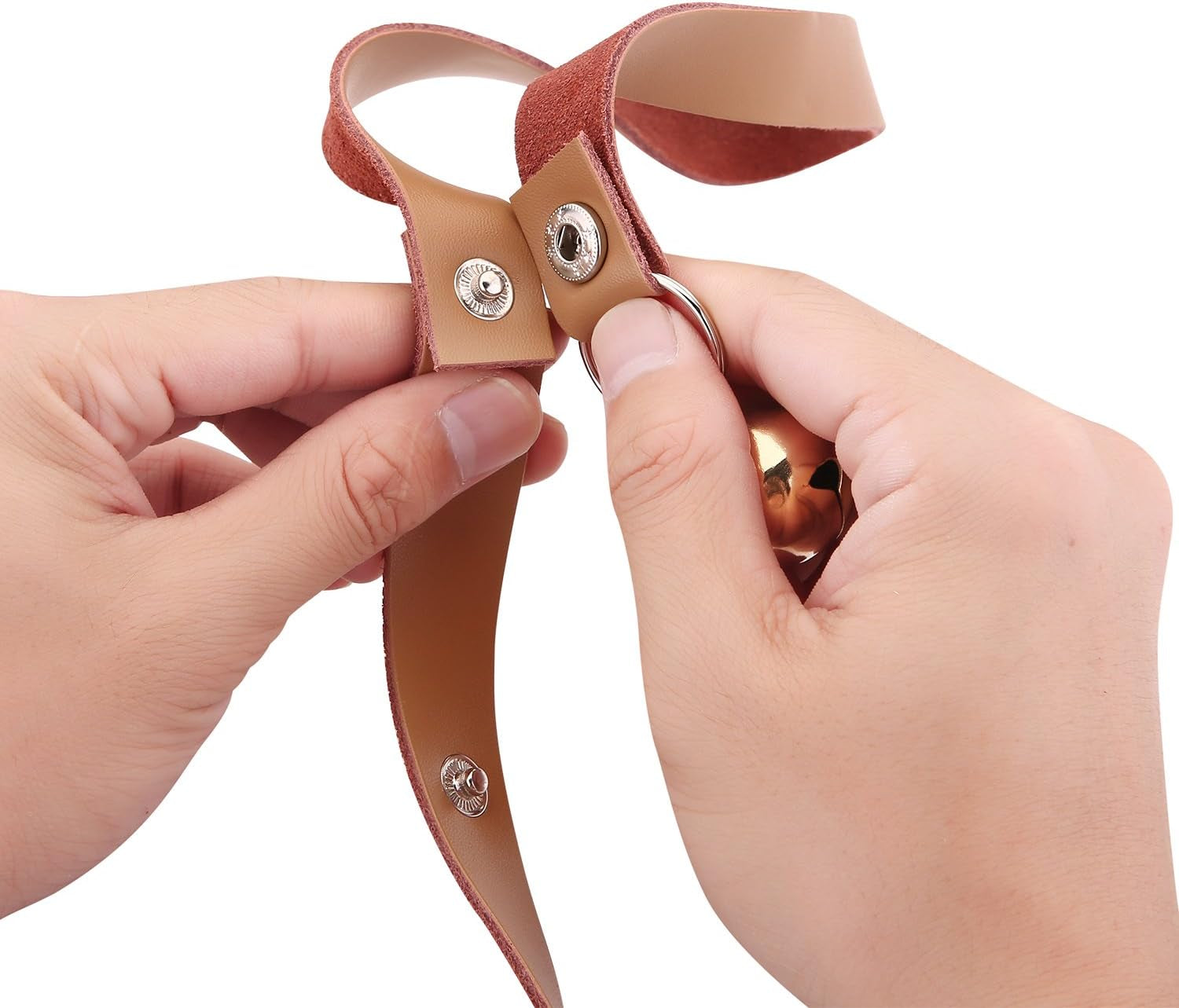 Leather Dog Doorbells for Door Knob/Potty Training/Go Outside, Length Adjustment Copper Dog Bell, Housetraining Hanging Bell, Speckled Leather Silver Bells