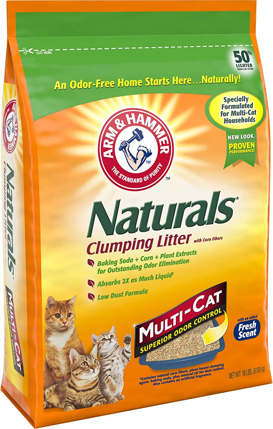 ARM HAMMER Naturals Cat Litter, Multi Cat, 18Lb Bag