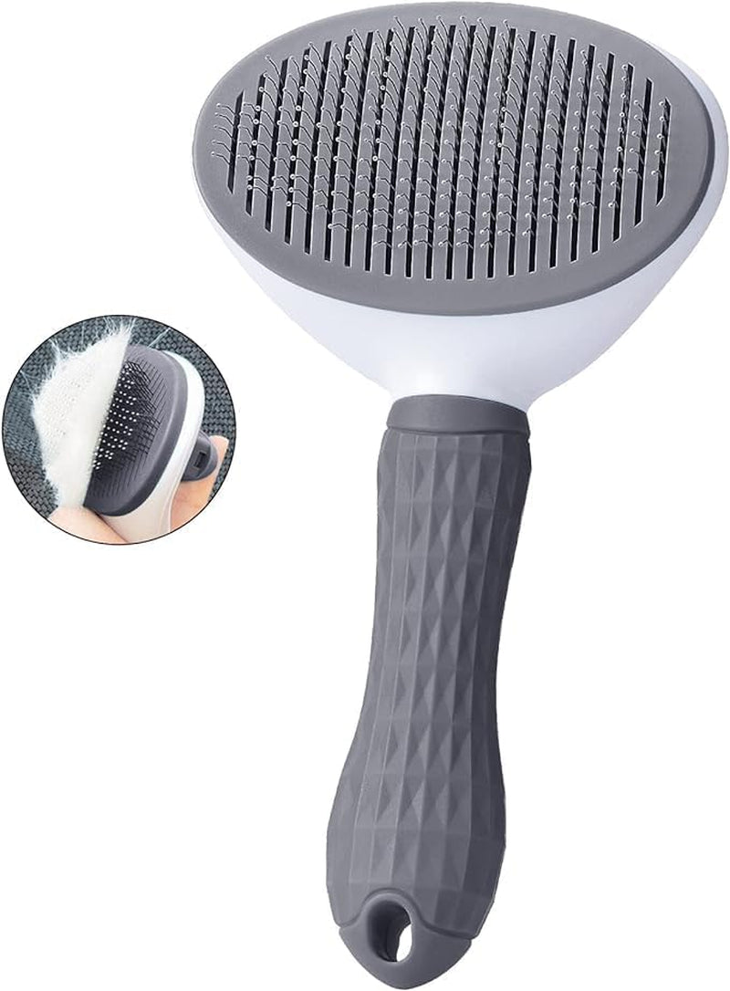 Depets Self Cleaning Slicker Brush, Dog Cat Bunny Pet Grooming Shedding Brush - Easy to Remove Loose Undercoat, Pet Massaging Tool Suitable for Pets with Long or Short Hair