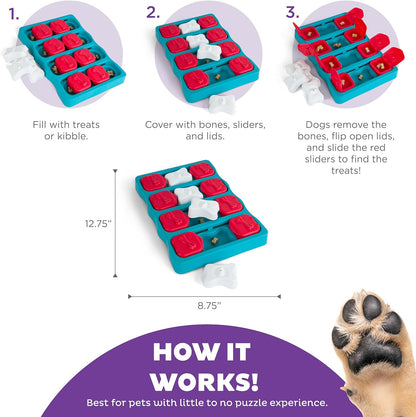 Outward Hound Nina Ottosson Dog Brick Dog Puzzle Interactive Treat Puzzle Dog Enrichment Dog Toy, Level 2 Intermediate, Blue