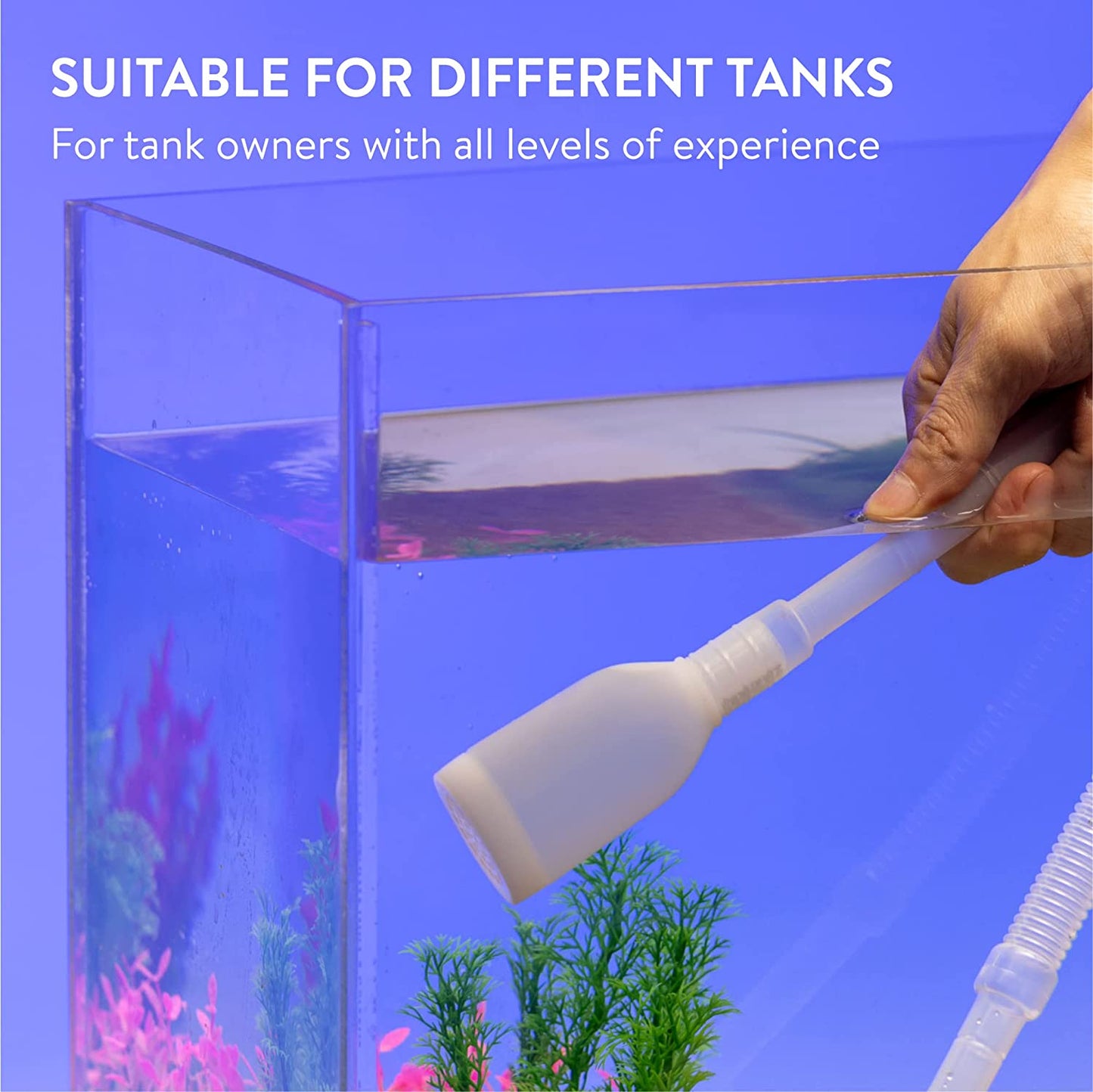 Luigi's Fish Tank Cleaner - Gravel Pump Vacuum for Aquarium - Hand Siphon Hose to Remove and Change Water or Sand in Minutes - Aquarium Cleaning Tools