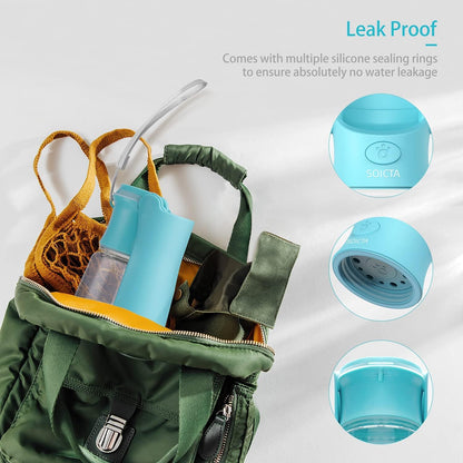 Portable Dog Water Bottle Dispenser for Walking 19OZ Foldable Dog Water Dispenser Portable Pet Water Bottles for Puppy Small Medium Large Dog Water Bowl Dog Accessories