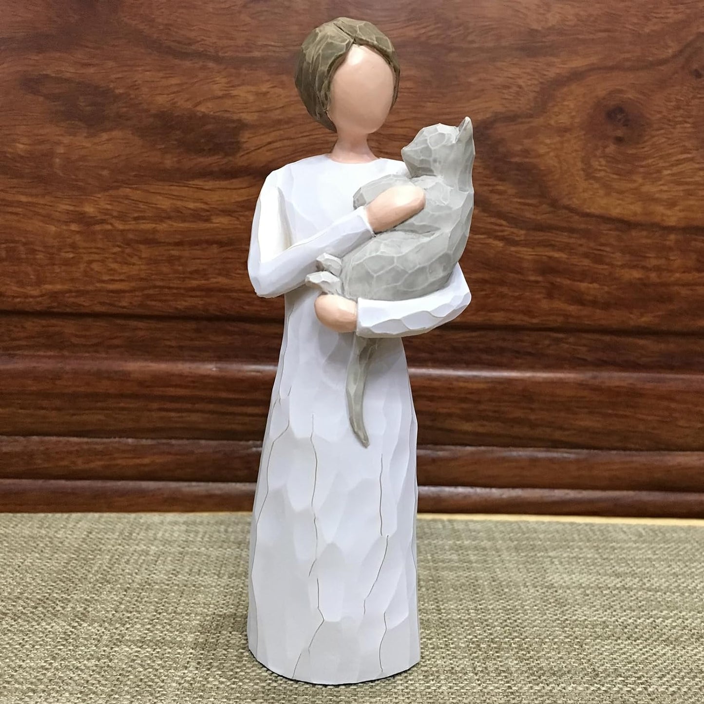 Cat Memorial Gifts for Darker Skin Cat Mom, Loss of Cat Sympathy Gifts, Pet Cat Remembrance Gifts, Cat Angel Figurine Statue for Cat Lovers in Memory of Passing Away Cat