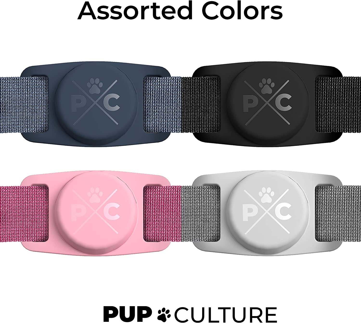 Pup Culture Airtag Dog Collar Holder (2 Pack), Extra-Durable, Lightweight, and Protective Airtag Case for Dog Collar - Track Your Pet Using Apple Airtag Technology-Dog Collar Airtag Holder