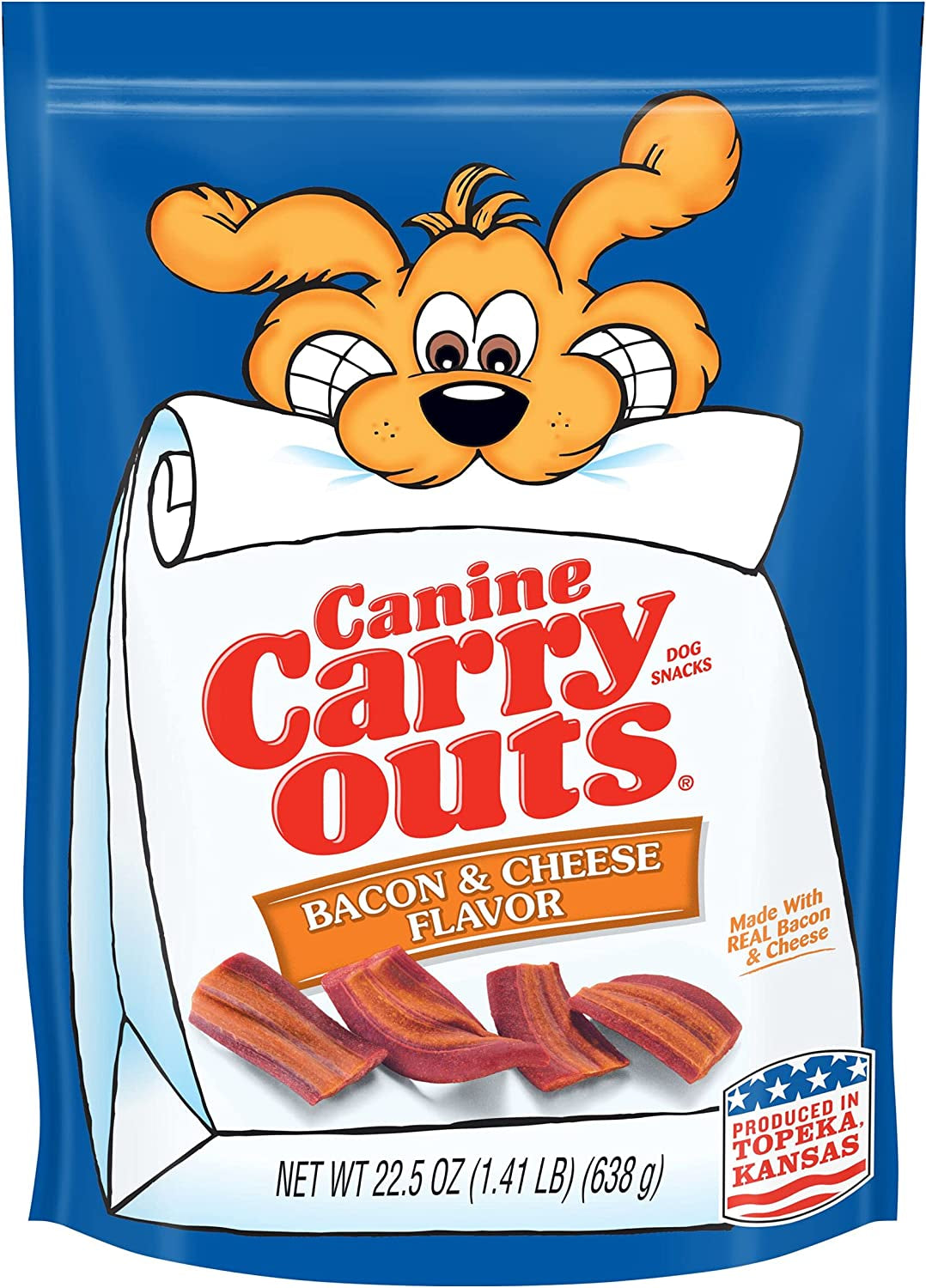 Canine Carry Outs Dog Treats, Bacon & Cheese Flavor, 22.5 Ounce (Pack of 6), Made with Real Bacon and Cheese