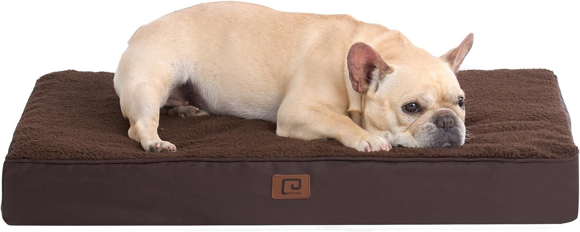 EHEYCIGA Orthopedic Medium Dog Beds for Small Dogs with Removable Washable Cover for Crate, Brown, 30X20