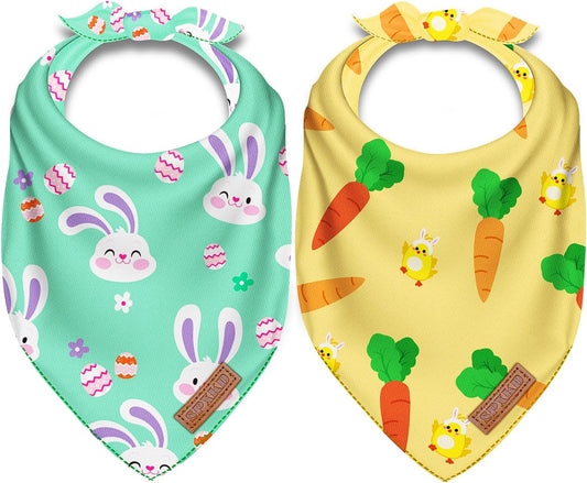 2 Packs Easter Dog Bandanas Reversible Holiday Bandana for Small Large and Extra Large Dogs Cats Premium Durable Fabric Pet Scarf