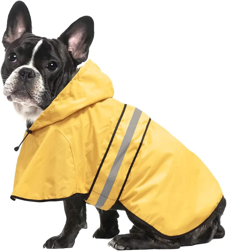 Raincoat Dogs - Waterproof Adjustable Pet Rain Coat Jacket, Lightweight Dog Hooded Rain Slicker Poncho with Reflective Strip for Small Puppies (Yellow, Small)