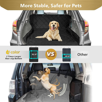 F-Color SUV Cargo Liner for Dogs, Upgraded Extra Large Water Resistant Pet Cargo Cover Dog Seat Cover Mat for SUV Sedans Vans with Bumper Flap Protector, Non-Slip, Wear-Proof, Universal Fit, Paw Print