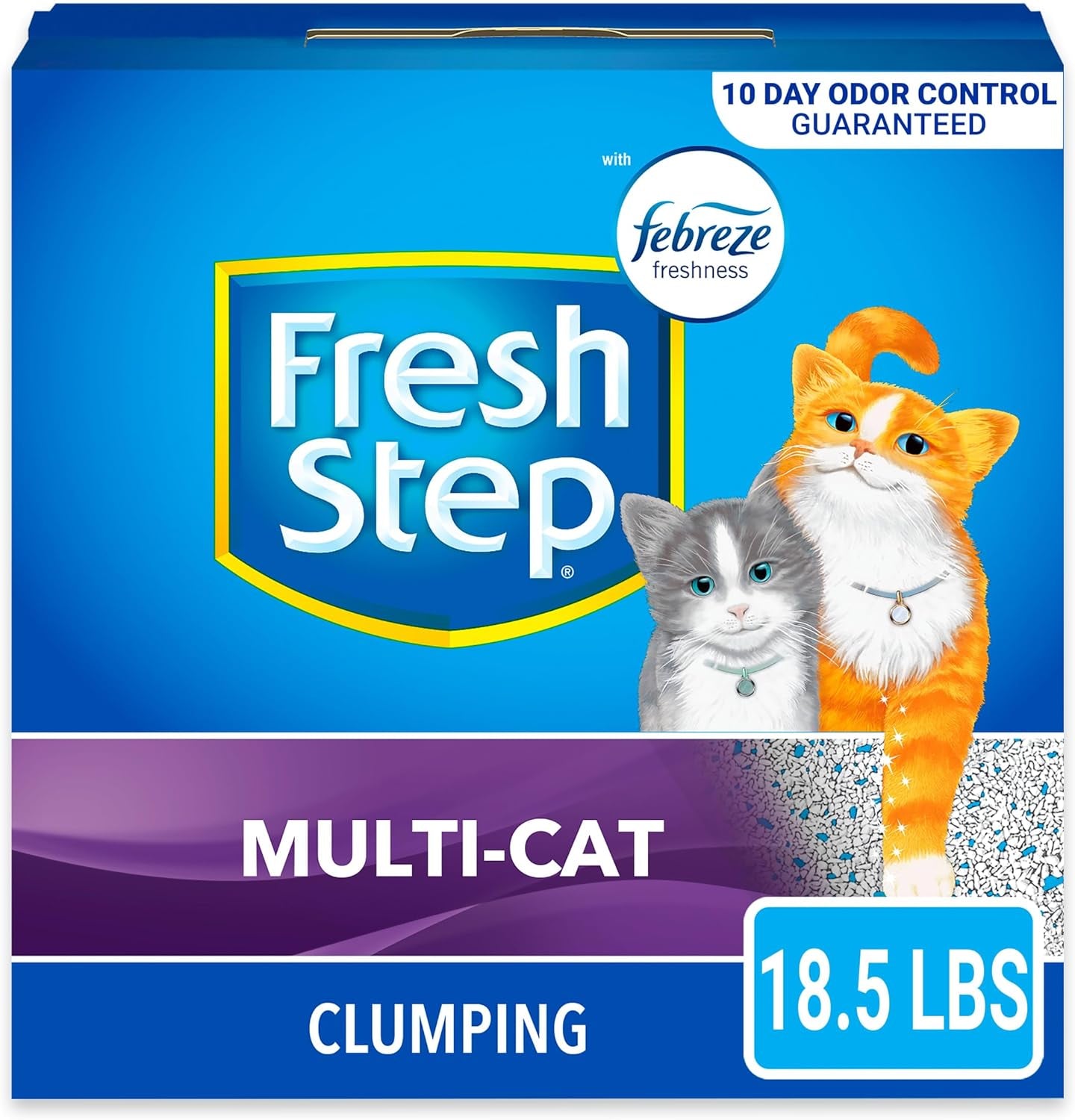 Fresh Step Clumping Cat Litter, Multi-Cat, Advanced Long Lasting Odor Control Kitty Litter with Activated Charcoal, Low Dust Formula, 18.5 Lb