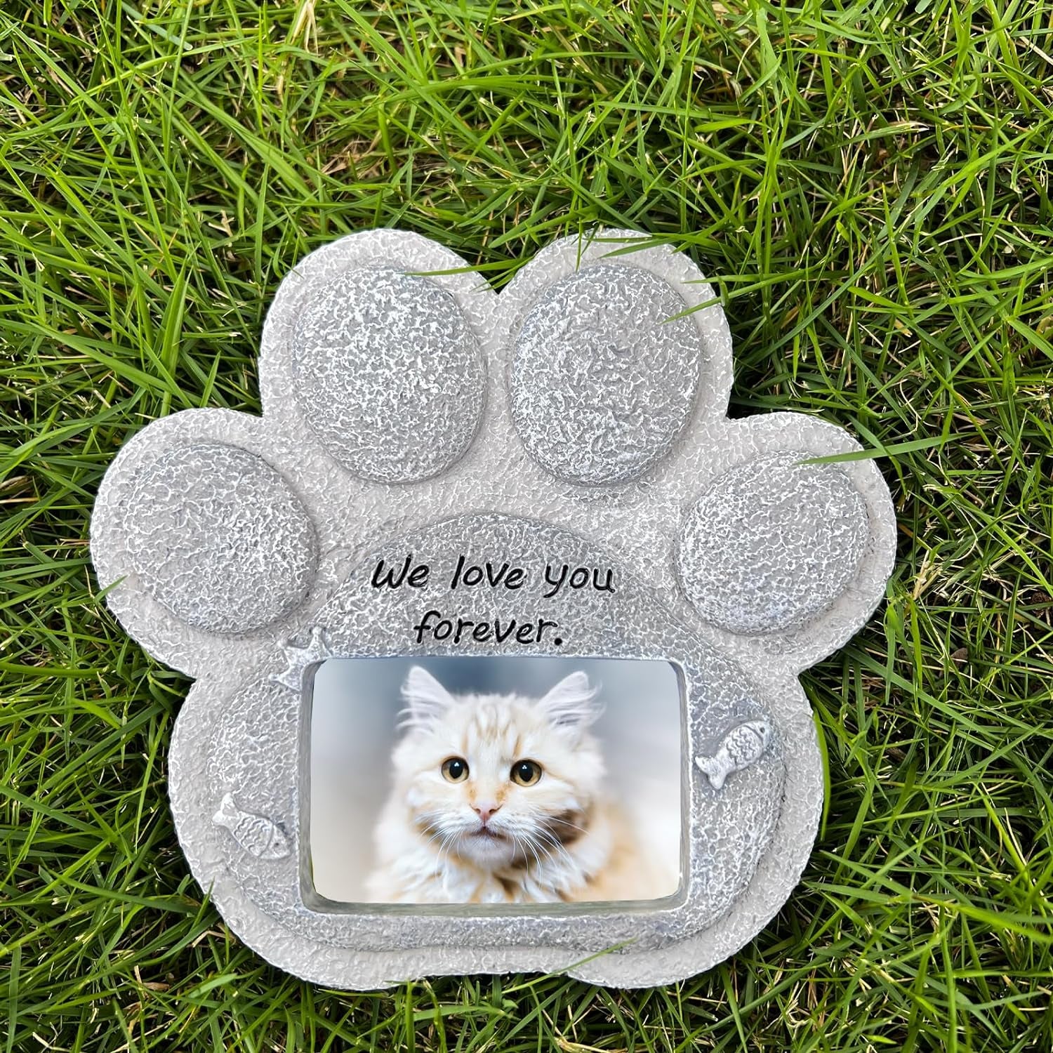 Pet Memorial Stones for Dogs,Loss of Dog Sympathy Gift Indoor Display,Pet Grave Markers Dog Bereavement Gifts Outdoor Tombstone Paw Shaped Carve We Love You Forever