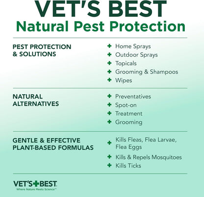 Vet'S Best Flea & Tick Waterless Bath Foam for Dogs - Flea-Killing Dry Shampoo for Dogs - Plant-Based Ingredients - Certified Natural Oils - 8 Oz