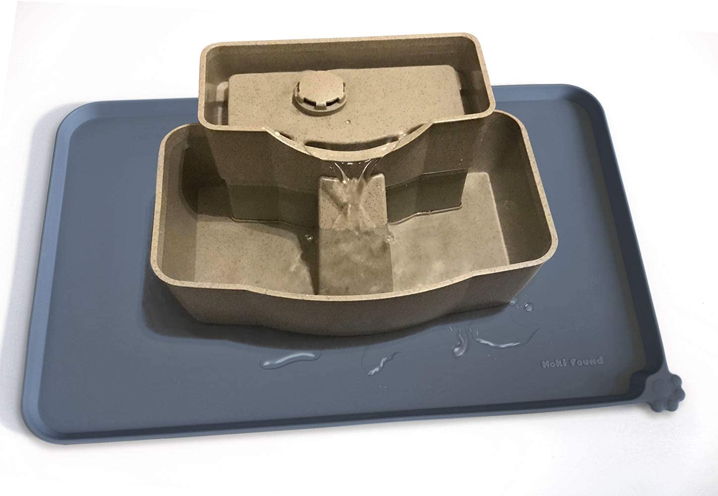 Hoki Found X-Large Silicone Pet Food Mats Tray - Non Slip Pet Dog Cat Bowl Mats Placemat - Dog Pet Cat Feeding Mat - Waterproof Dog Cat Food Mats -Pet Water Mats for Carpet - Glacier