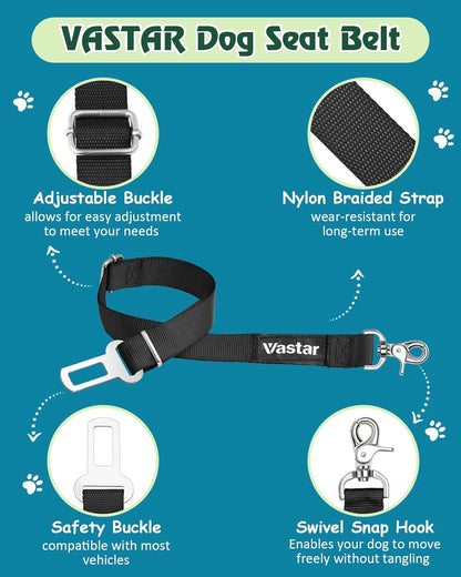 Vastar 2 Packs Adjustable Pet Dog Cat Car Seat Belt Safety Leash Vehicle Seatbelt Harness