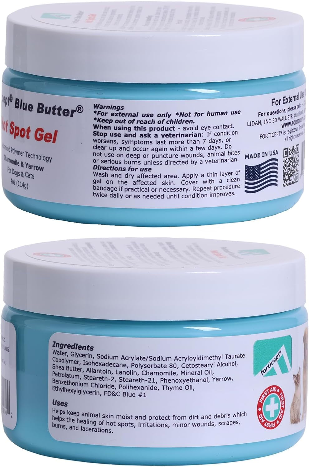 Forticept Blue Butter – Hot Spot Treatment for Dogs & Cats | Dog Wound Care | Skin Yeast Infections, Ringworm, Cuts, Rashes, First Aid Veterinary Strength Topical Ointment 4Oz