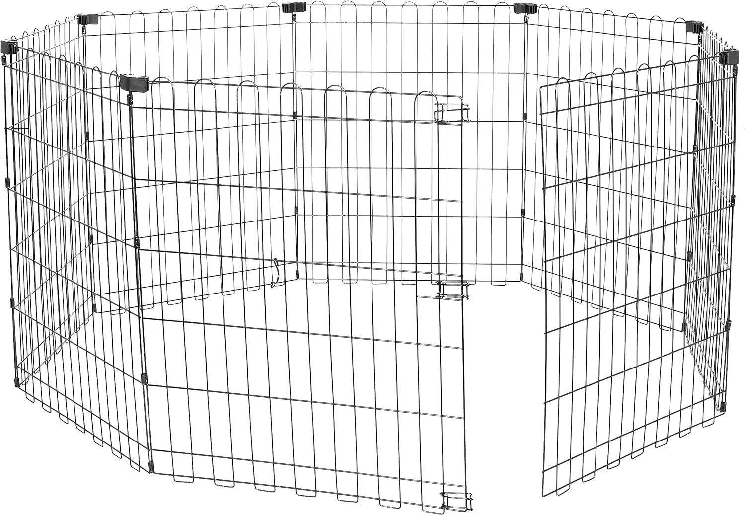 Amazon Basics Foldable Octagonal Metal Exercise Pet Play Pen for Dogs, Fence Pen, No Door, Small, 60 X 60 X 30 Inches, Black