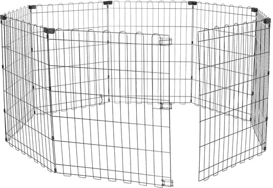 Amazon Basics Foldable Octagonal Metal Exercise Pet Play Pen for Dogs, Fence Pen, No Door, Small, 60 X 60 X 30 Inches, Black